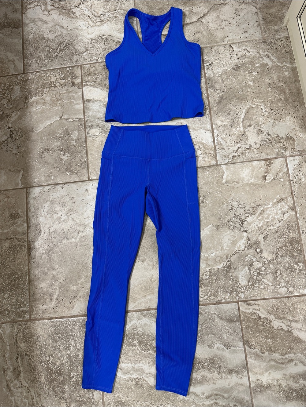 Skechers Electric Blue Racerback Crop Top & High-Waist Leggings Set